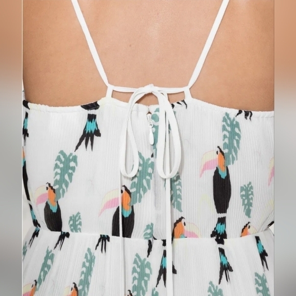 & Other Stories Frill Tiered Maxi Dress White w/ Multi Color Toucan Size…RARE - Picture 6 of 16